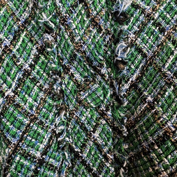 Zara Tweed Weave Textured High Waist A-Line Midi Skirt Green Sz S - Picture 11 of 12